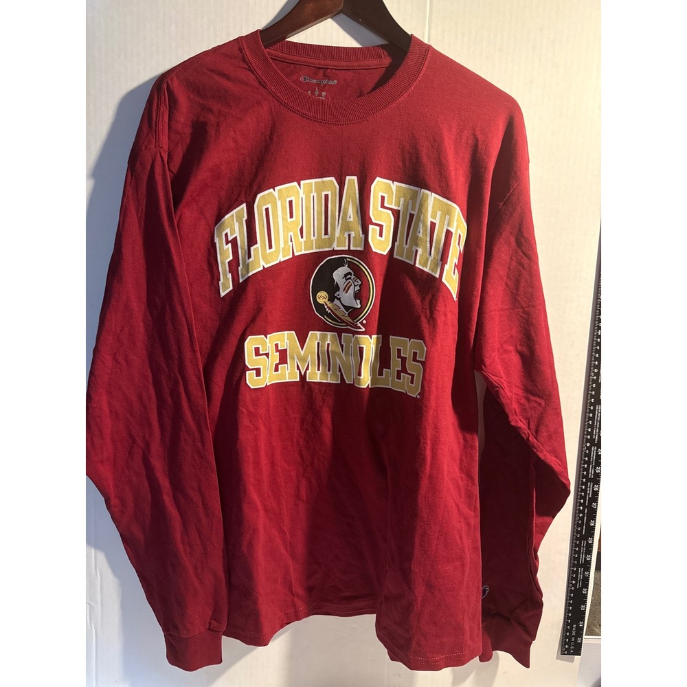 Champion Florida State Seminoles FSU Long Sleeve‎ Shirt Mens Large Garnet Red